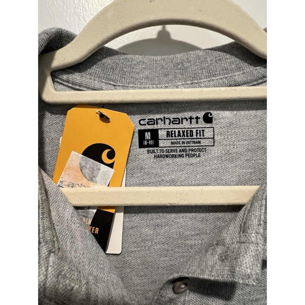 Carhartt Loose Fit Midweight Short-Sleeve Pocket Polo Womens Medium NWT Gray - Picture 4 of 7